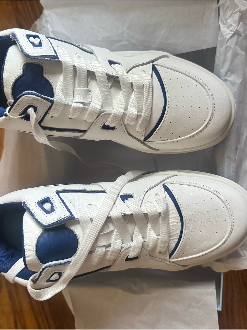 Just Don White and Navy Low-Top Sneakers